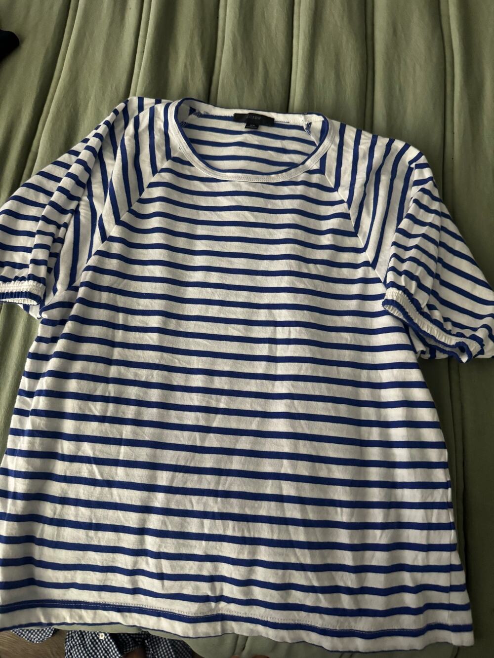 J.Crew Women’s XS Blue White Striped Short Sleeve Top Crew Neck Casual